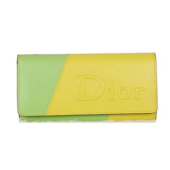 dior bi-fold wallet calfskin 119 yellow&green